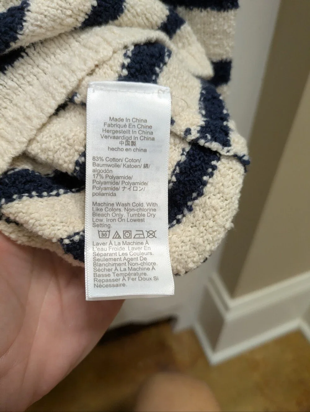 J. Crew  Cream and Navy Striped Roll Neck Sweater, XXS